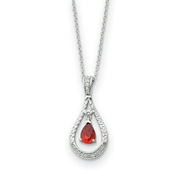 925 Sterling Silver Jan. Cubic Zirconia Cz Stone Never Forget Tear 18 Inch Birthstone Necklace Pendant Charm Inspirational