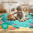 thumbnail image 4 of ODIKA 2'x3' Washable Accent Rug Pet Friendly, Bedside Mat Green Coral Ocean Seafoam with Octopus Cheerful Sea Life Turtles and Starfish for Bedroom, Nursery, RV, 4 of 7