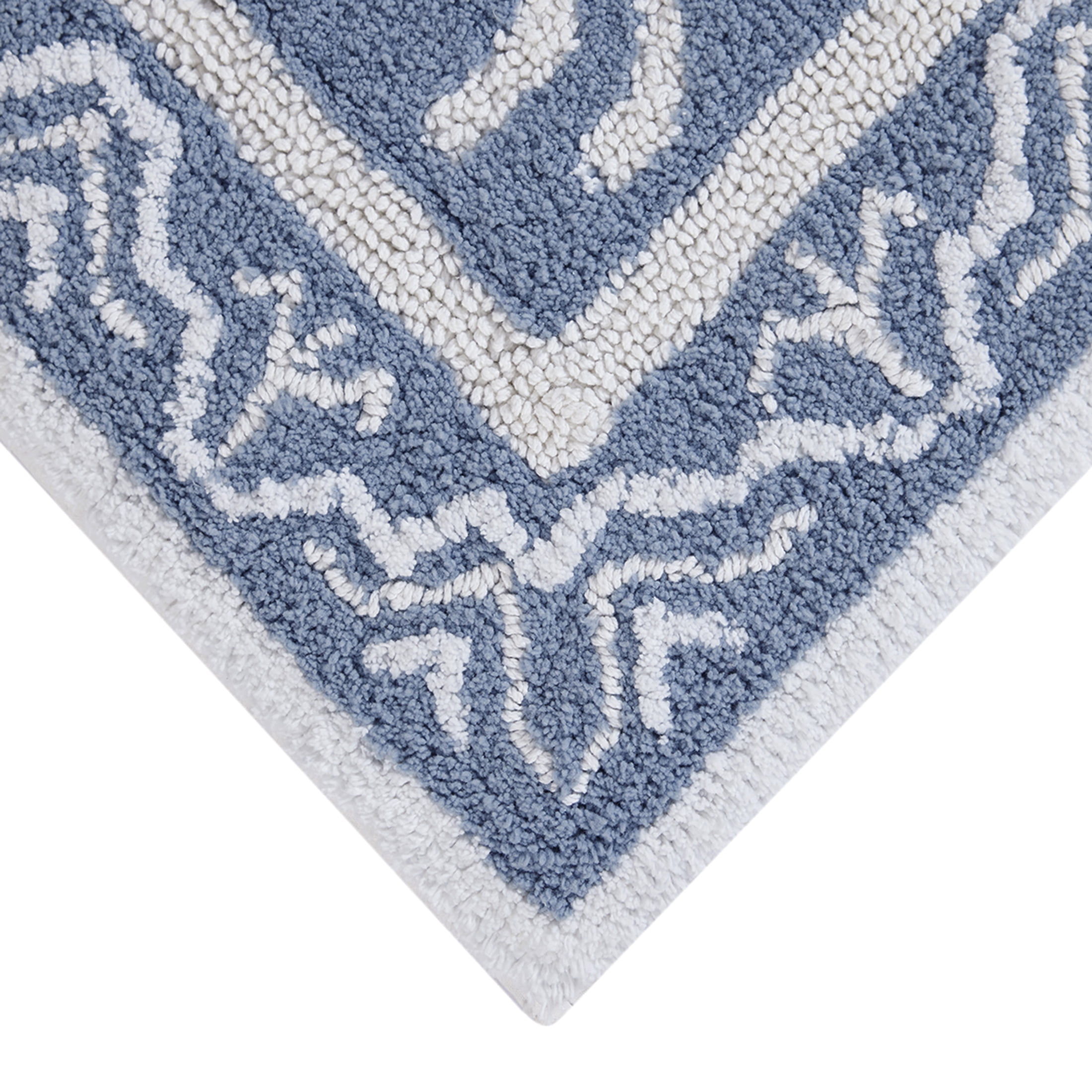 Better Homes & Gardens Dagali Oushak Bath Runner Rug, Blue Silver & White, 24" x 60"