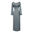 thumbnail image 3 of Elegant Women's Formal Dress Square Neck Long Sleeve Party Gown With Ruffle Detail For Daily Wear Spring Summer Fall Occasions And Semi Formal Dresses for Women Womens plus Size Dresses with Sleeves, 3 of 3