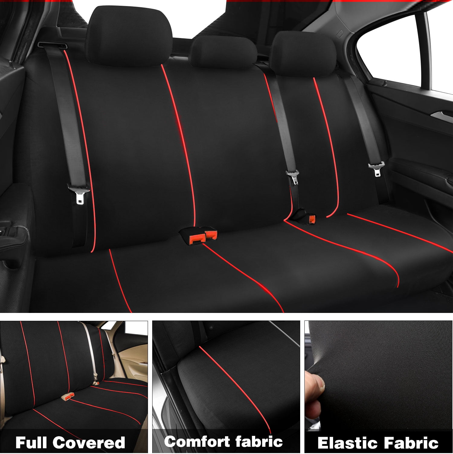 TIANLAIMEI Full Set Car Seat Covers with Steering Wheel Cover and Seat Belt Shoulder Protector Set, Automotive Seat Cushion Car Accessories Fits Most Cars