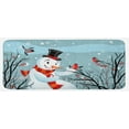 thumbnail image 1 of Christmas Kitchen Mat, Snowy Winter Tree Branches Berries Bullfinch Birds Snowman Hat, Plush Decorative Kitchen Mat with Non Slip Backing, 47" X 19", Almond Green Orange, by Ambesonne, 1 of 1