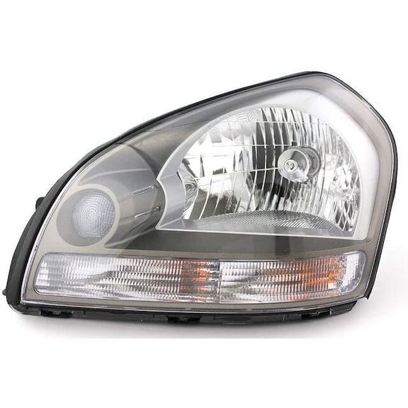 Left Driver Side Headlight Assembly - Clear Reflector with Grey Bezel - Compatible with 2005 - 2009 Hyundai Tucson 2006 2007 2008