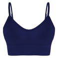 thumbnail image 2 of qolati Sports Bras for Women Open Back Adjustable Thin Spaghetti Straps Wireless Bras Removable Padded Workout Tank Top for Yoga Gym Dark Blue S, 2 of 5