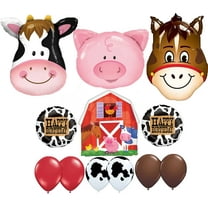 Barn Farm Animals birthday party cow horse pig balloons decorations supplies