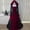 03-Red, variant on Women Vintage Hooded Floral Print Maxi Ball Gown, Long Sleeve Lace Up Waist Full Flare Royal Court Dress 04-White XXL