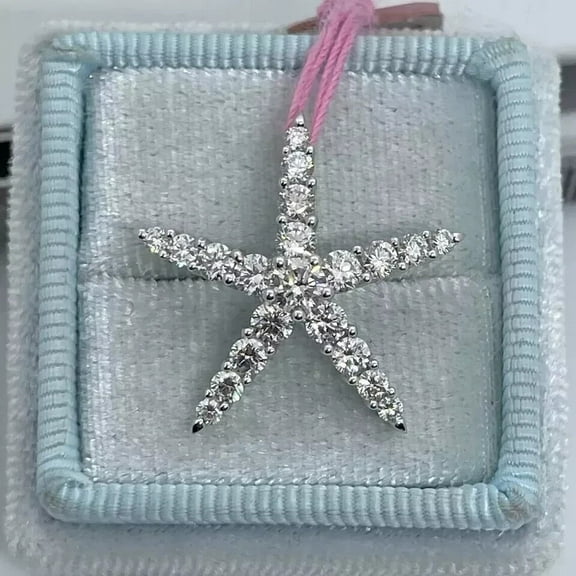 2.00 Ct Round Cut Lab-Created Diamond Starfish Pendant 14k White Gold Plated