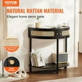 thumbnail image 4 of Half-Moon Rattan Console Table with 2 Storage Drawers & Sliding Door, Black - Entryway Hallway Furniture, 4 of 7