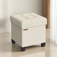 thumbnail image 2 of LEDREM 15" Cube Storage Ottoman with Feet, Footstool with 10-Gallon Storage, Ottoman with Storage Holdss up to 660 lb, Cream White, 2 of 7