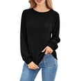 thumbnail image 7 of Ultra Soft Textured Sweatshirt for Womens Relaxed Fit Athletic Stretch Pullover Sweater Blouses Velvet Knit Sweater Shirts Baggy Boho Spring Tops, 7 of 7