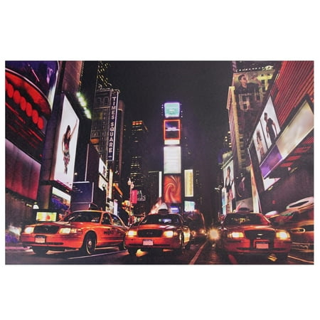 - LED Lighted NYC Times Square Broadway Taxi Cabs Canvas Wall Art 15.75