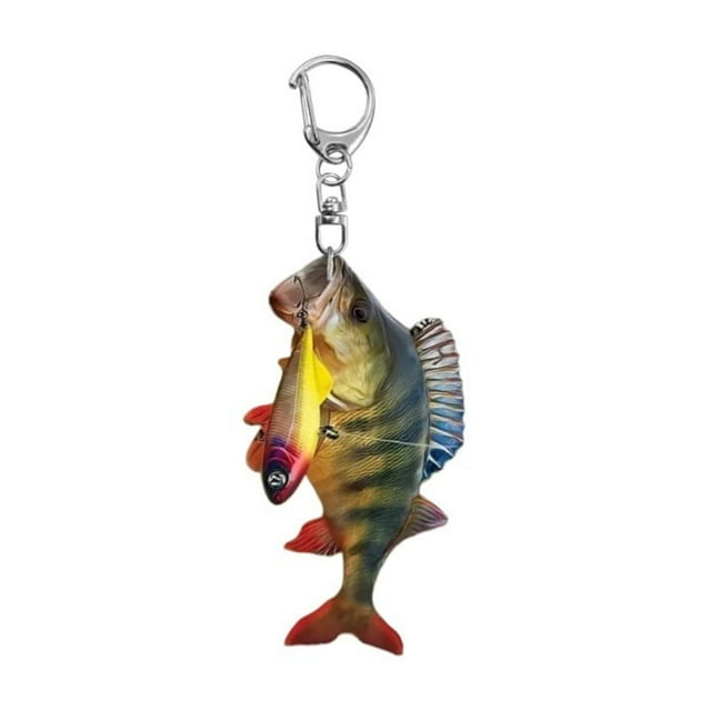 Llavero acrílico con forma de pez colorido, 10 cm