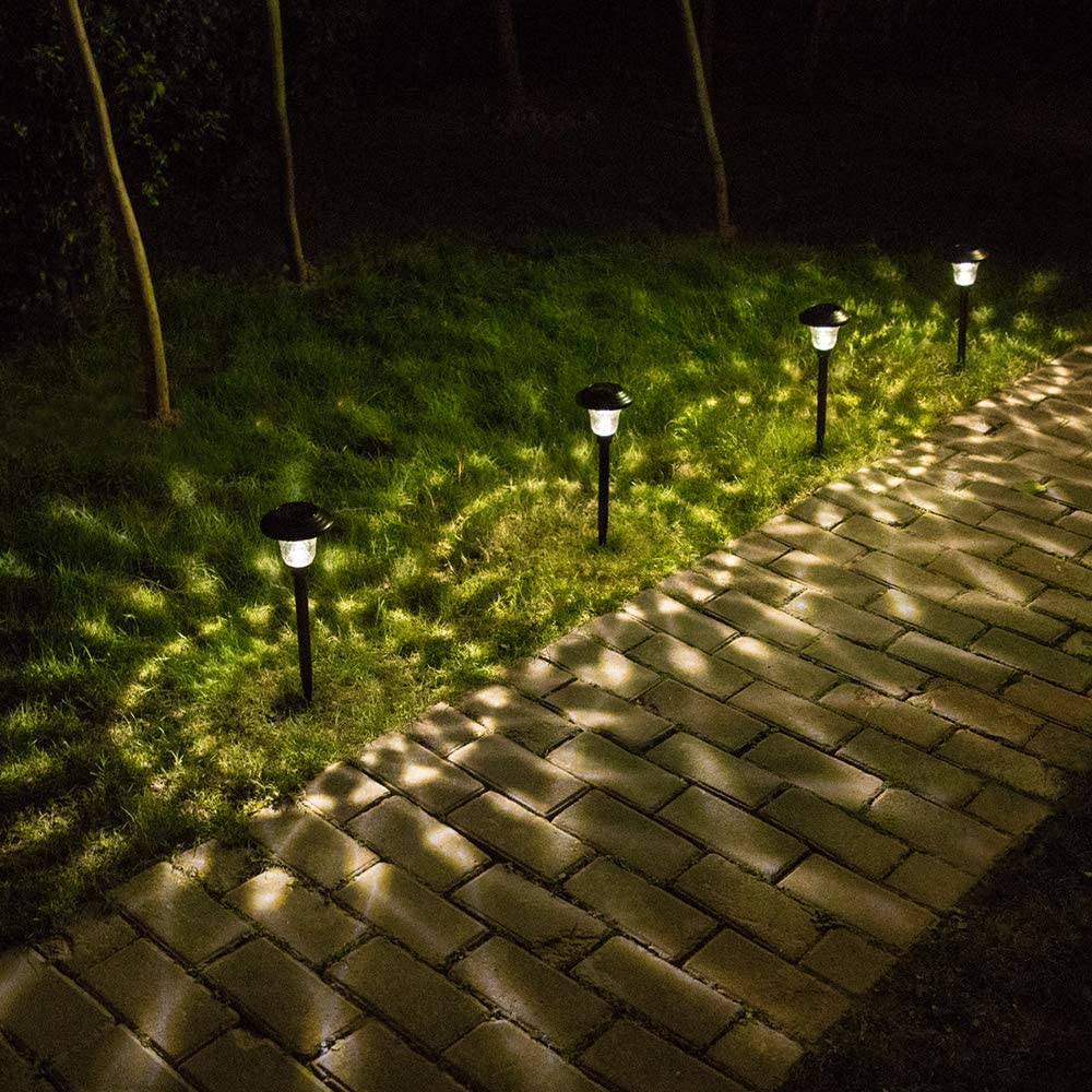 BEAU JARDIN Pack Solar Powered Lights LED Path Garden Light Black 