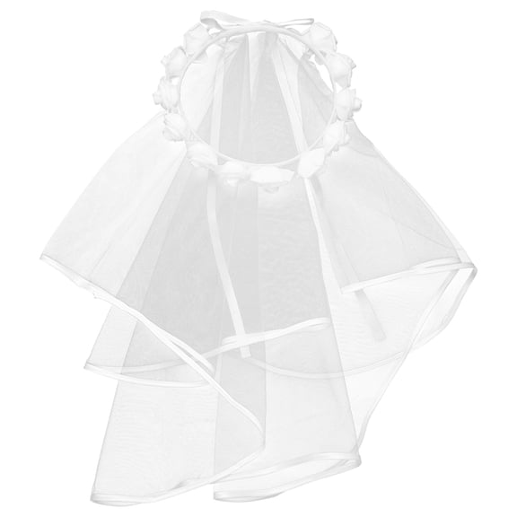 CATIEBYE White Rose Bridal Veil Headband for Wedding, Party, Ceremony - Elegant Floral Hair Accessory for Special Occasions