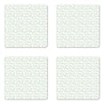 thumbnail image 1 of Floral Coaster Set of 4, Continuous Berry Leaves Soft Pastel Tones Forest Flora Print, Square Hardboard Gloss Coasters, Standard Size, Apricot Pale Cadet Blue, by Ambesonne, 1 of 2