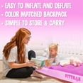 thumbnail image 3 of Pittman Outdoors Kids Air Mattress, 74" x 30" Inflatable Bed with Pump & Backpack, Pink, 3 of 6