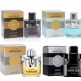 thumbnail image 1 of Set de regalo de colonia para hombre AMOUVOA de 4 unidades, vainilla y cuero, 1 of 6