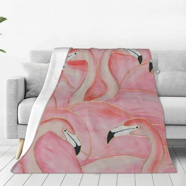 Balery Flamingos Manta de Felpa Suave y Acogedora – Cobija de Franela Aterciopelada para Cama, Lavable y Cálida para Sofá, Mascotas, Transpirable-60"x50"