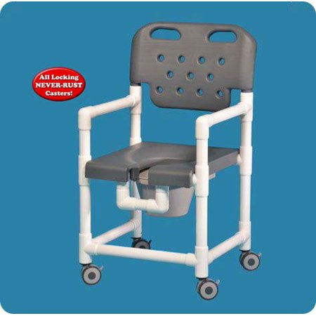 Elite Shower Chair Commode - ELT817PRSB - 38" H x 21" W x 22" D - Red Seat and Backrest