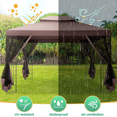 thumbnail image 5 of HOTEEL 10x13ft Metal Patio Gazebo, Outdoor Gazebo Canopy Tent for Backyard with Mosquito Netting, Gazebos Shelter with Steel Frame, Patio Covers for Shade and Rain, Brown, 5 of 8