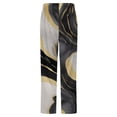 thumbnail image 6 of Abstract Marble Print Fabric Winter Female Pants Flannel High Waist Women Pants Lady Warm Straight Leg Plush Trousers, 6 of 7