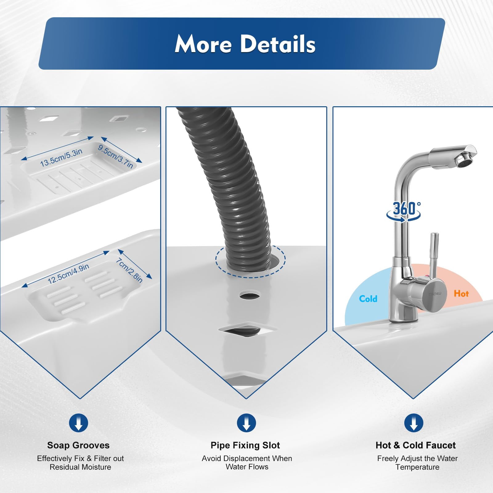 Miumaeov Laundry Sink Freestanding, Plastic Utility Sink with Washboard, Lavadero Portable Tub, Laundry Tub for Basement Garage, Garden Sink with Faucet Drain Kit