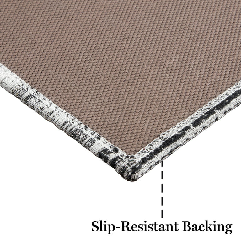 Martha Stewart Stella Ticking Stripe Slip-Resistant Kitchen Mat, Black/Grey/White, 20x36