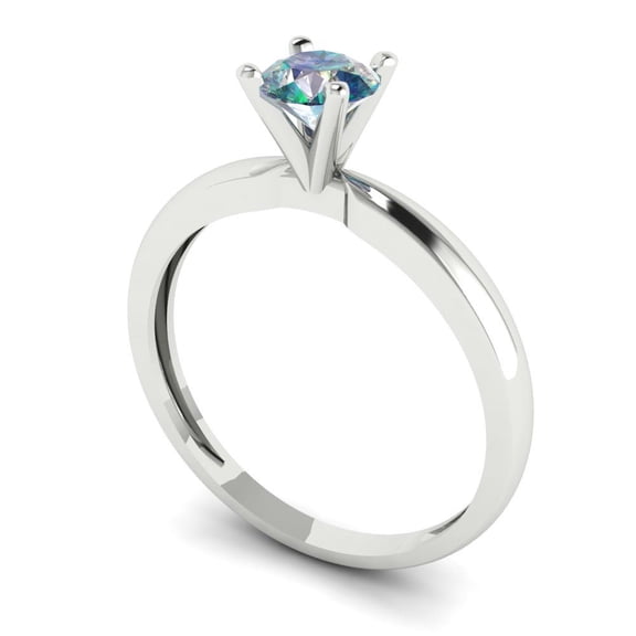 0.5 ct Round Cut Blue Moissanite Solitaire Engagement Ring for Women in 18K White Gold