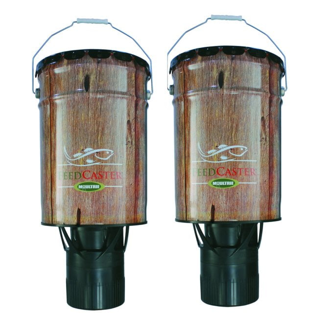 (2) MOULTRIE FEEDERS 6 Gallon Automatic Directional Pond Fish Feeders w
