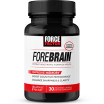 Force Factor Forebrain, Nootropic Brain Supplement with Caffeine, Bacopa & Huperzine A for Memory, Focus, Mental Energy & Brain Health, 30 Capsules
