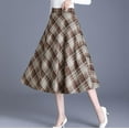 thumbnail image 2 of GigrtiJin Plaid Skirt for Womens Long High Waist Wool Winter Fall Warm Skirts Casual Flared Pleated A-Line Skirts, 2 of 5