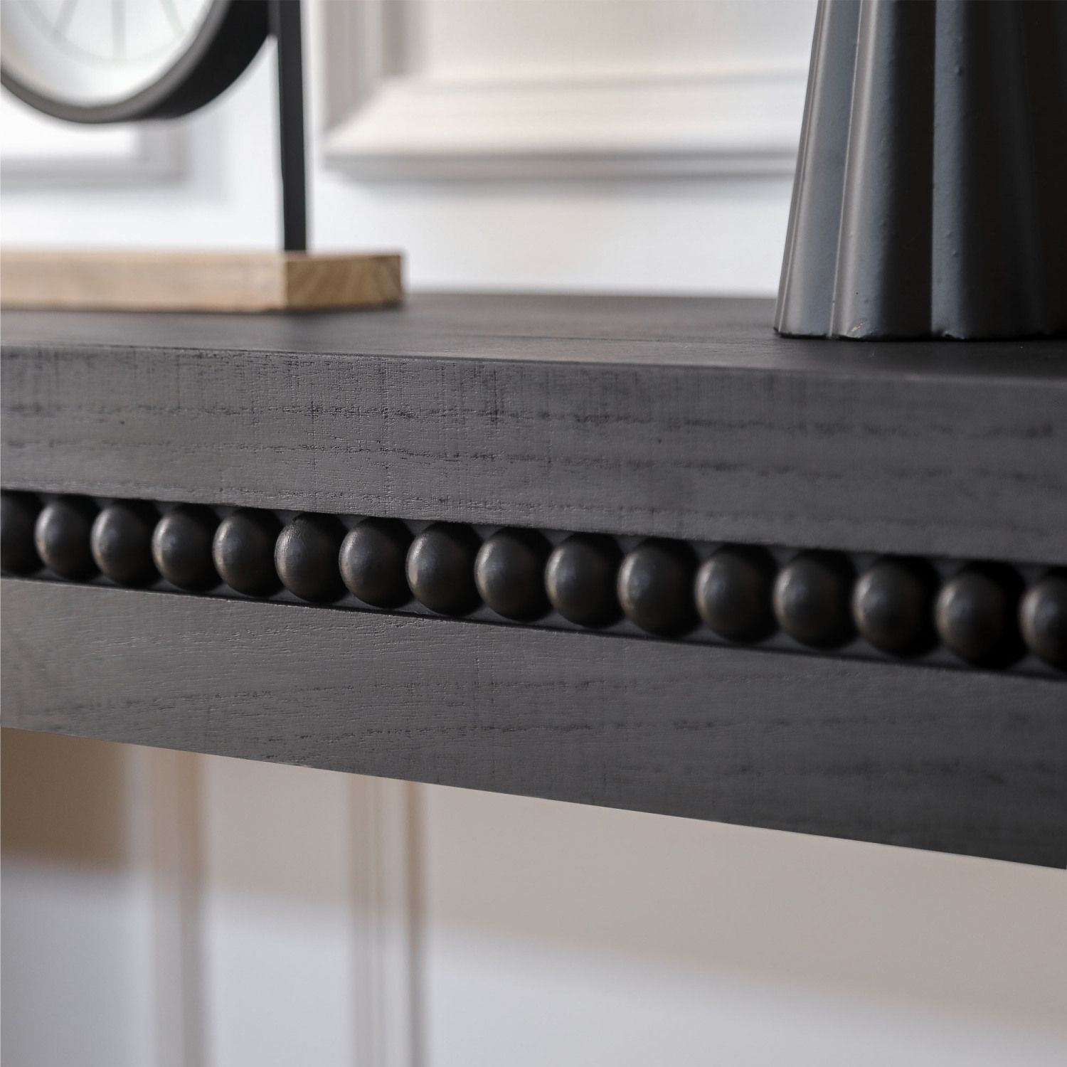 64 in Wood Console Table with Beaded Trim, Modern Entryway Sofa Table for Hallway, Living Room, and Office