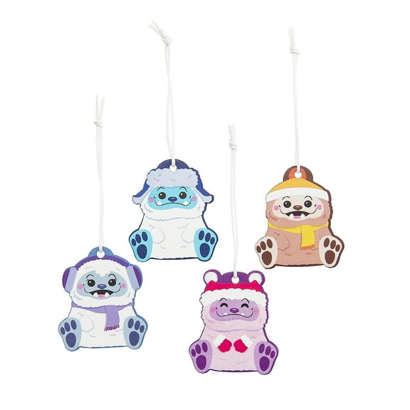 Fun Express 1 1/2" x 1 3/4" Mini Yeti-Shaped Wood Christmas Ornaments – 12 Pieces