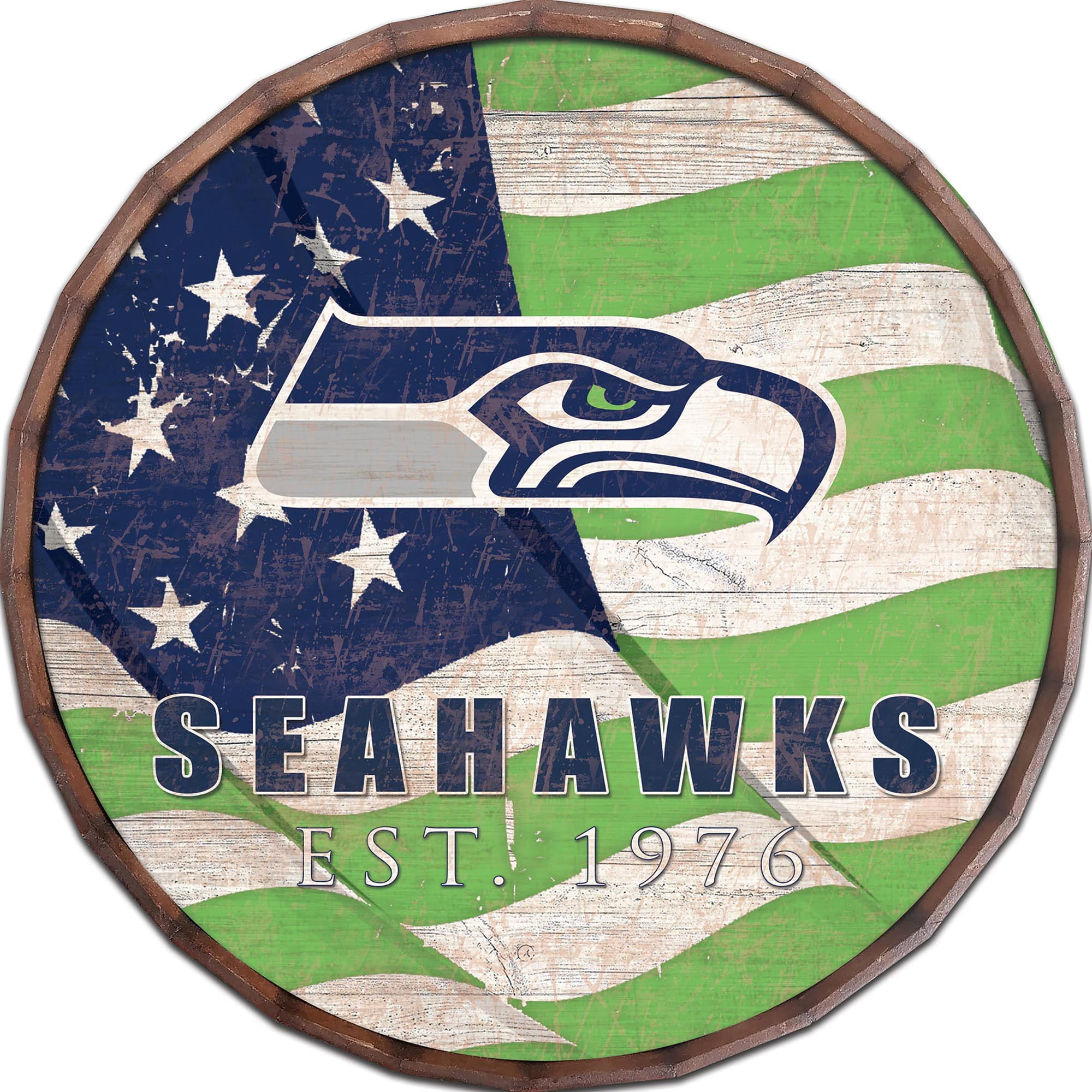 Seattle Seahawks Wood Sign Football And Dog 6x12 