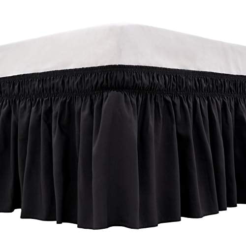 Arana Bed Skirt Black King Size Wrap, Dark Gray King Size Bed Skirt