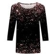 thumbnail image 5 of Hyknon Womens Tops Loose Mid-Length 3/4 Sleeve Bright Printed Blouse Tops Round Neck Spring Temperament Sequin Tops, 5 of 5