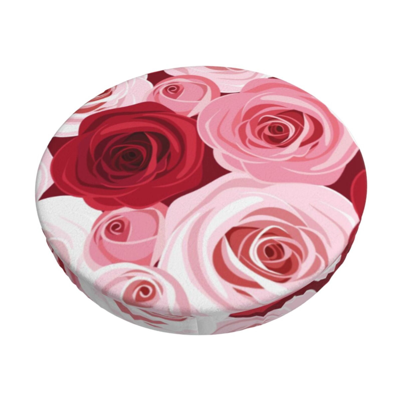 Easygdp Rose Print Easy To Install Bar Stool Covers&Stool Covers Round&Elastic Stool Cover, Barstool Covers,Washable&Bottom With Elastic Edge-14 inch