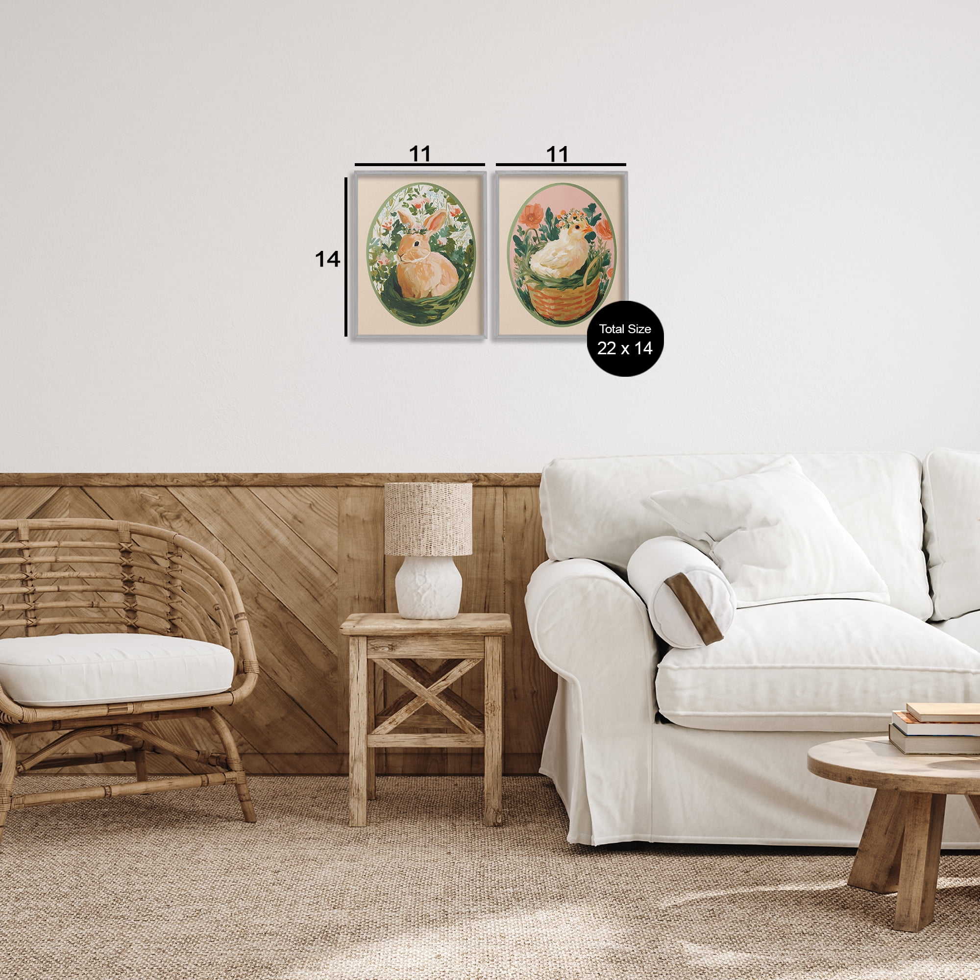 Stupell Industries Bloom Nest Animals 2 Piece Gray Framed Giclee Art Set, design by Yen