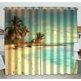 thumbnail image 1 of EREHome Maldives Plage Occultation Fenêtre Rideau Draperie Panneaux 52x84 Pouces Deux Pièces, 1 of 1