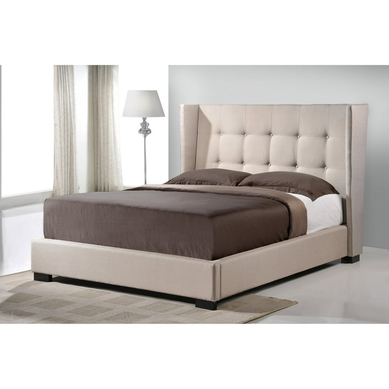 Baxton Studio Favela Gray Linen Modern Bed with Upholstered Headboard - King Size Baxton Studio Favela Gray Linen Modern Bed with Upholstered Headboard - King Size