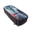 thumbnail image 6 of Picia Lighthouse in a Stormy Sea Pattern Large Capacity PU Leather Pencil Case Organizer Pen Marker Holder Double Zipper Storage Bag Big Pencil Pouch for College Office, 6 of 6
