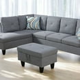 thumbnail image 7 of JESTOP 28.5" Ottoman with Storage, Fabric Ottoman Foot Rest Stool, Rectangle Upholstered Footstool, Storage Bench, 7 of 7