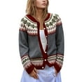 thumbnail image 4 of Arlun Fair Isle Cardigan Sweaters for Women Long Sleeve Loose Fit Button down Sweater Outwear Open Front Casual Soft Comfort Warm Fall Winter Knit Jackets Grey XL, 4 of 7