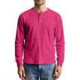 thumbnail image 2 of Men's Casual Knit Button Up Long Sleeve Henley Shirt, Top for Fall Winter, Layering Piece and Versatile Wardrobe Essential,Hot Pink,L, 2 of 9