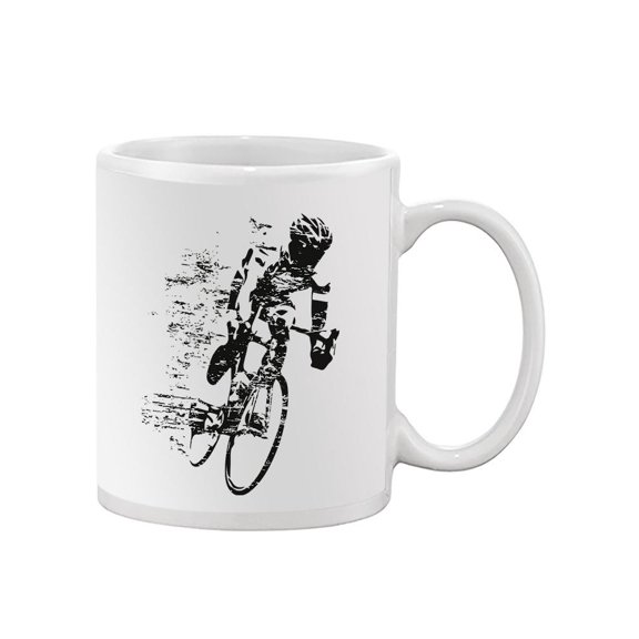 Black Cyclist Silhouette Mug Unisex's -Image by Shutterstock