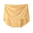 thumbnail image 2 of SGMVNU Women's High Waist Full Coverage Underwear Seamless Lightweight Thin Solid Color Stretch Breathable Briefs, Yellow, Size XL, 2 of 3