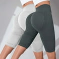 thumbnail image 1 of Women's Textured Compression Hip Lifting Fitness Pants, High Waisted Peach Booty Yoga Shorts 2PC Set with Seamless Design, Tummy Control Workout Gear for Gym, Running and Daily Training Grey S, 1 of 4