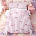 thumbnail image 2 of Manfei Modern Geometric Stripes Twin Quilt Set,Pink Princess Bow Twin Coverlet Set,3 Pieces,1 Bedspread and 1 Pillowcase, 2 of 7