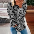 thumbnail image 2 of HKEJIAOI Blouse d'Halloween pour Femmes Manches Longues Col Rond Imprimé Géométrique Moderne Célébration d'Halloween Haut Gris, 2 of 5