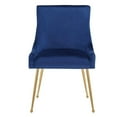 thumbnail image 4 of Haya Velvet Dining Chair in Blue with Metal Gold Legs, Side Dining Chair, Armless Chair Set 2, 4 of 5